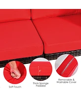 Gymax 6PCS Rattan Outdoor Sectional Sofa Set Patio Furniture Set w/ Cushions