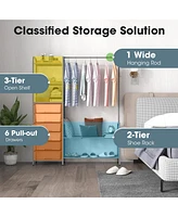 Sugift Free Standing Closet Organizer with Removable Drawers and Shelves