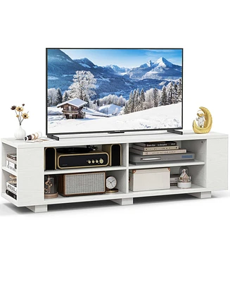 Costway 59" Wood Tv Stand Console Storage Entertainment Media Center with Shelf