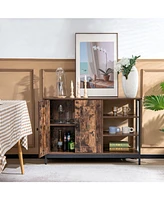 Sugift Industrial Kitchen Storage Cabinet with Open Shelves