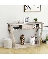 Costway Modern Sofa Accent Table with Drawer Entryway Hallway Hall