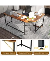 Costway L-shaped Gaming Desk Computer Desk with Cpu Stand Power Outlets