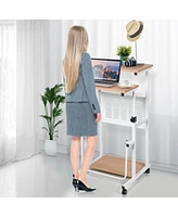 Costway Height Adjustable Computer Standing Desk w/wheels & Footrest