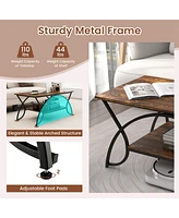 2-Tier Industrial Coffee Table Rectangular Cocktail with Storage Shelf