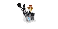 Azar Displays Four Cup Cylinder Deluxe Clear Acrylic Holder for Cosmetics and Pencils