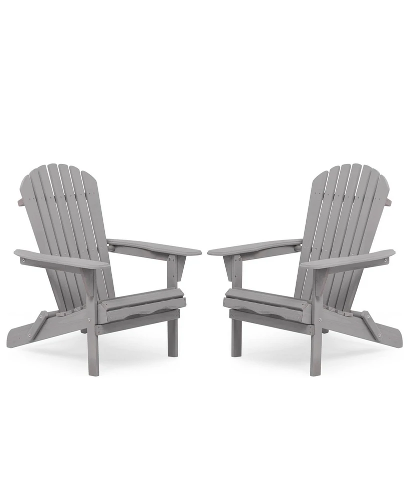 Simplie Fun Wood Lounge Patio Chair For Garden Outdoor Wooden Folding Adirondack Chair Set Of 2