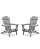 Simplie Fun Wood Lounge Patio Chair For Garden Outdoor Wooden Folding Adirondack Chair Set Of 2