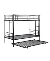 Simplie Fun Metal Bunk Bed With Trundle Black