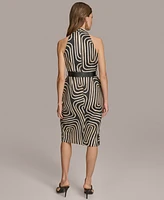 Donna Karan Women's Printed Belted Sleeveless Dress