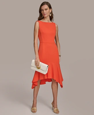 Donna Karan Women's Boat-Neck Sleeveless Ruffled-Hem Sheath Dress