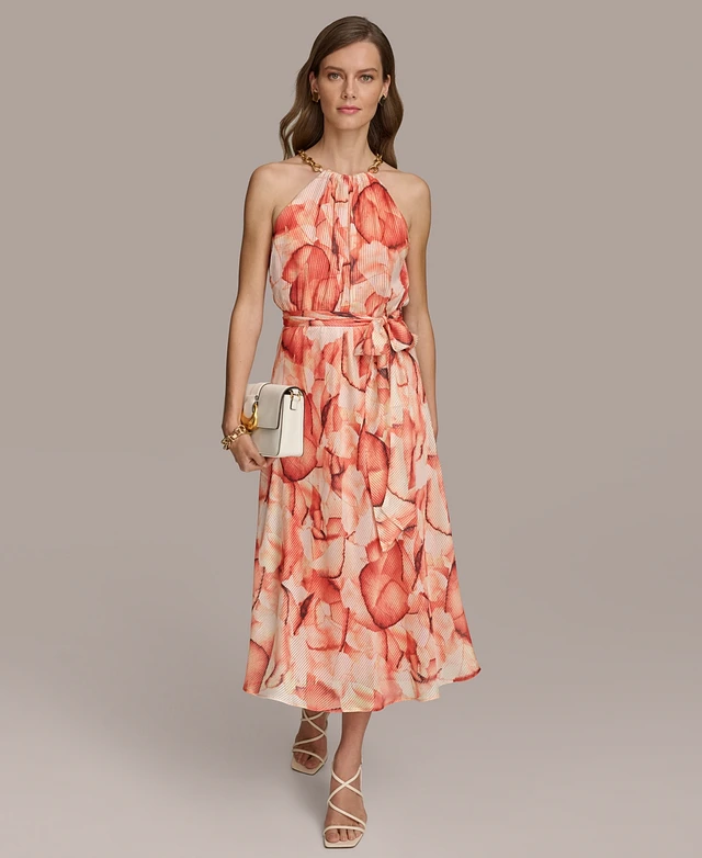 halter neck zara dress ZARA Red Halterneck Midi Dress UK S main image 0