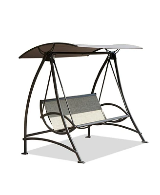 Simplie Fun Outdoor Patio Swing with Adjustable Canopy