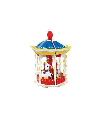 Flash Popup Diy 3D Wooden Puzzle with Paint Kit: Carousel