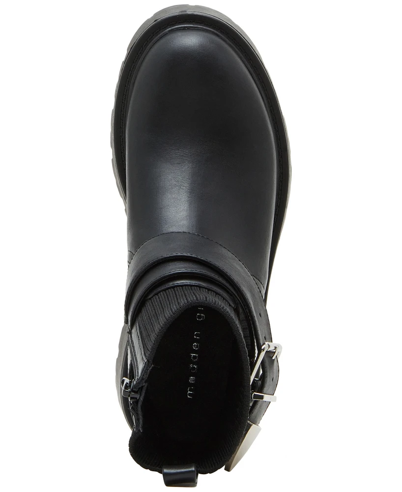 Madden Girl Ccryptic Knit Buckle Lug Sole Booties