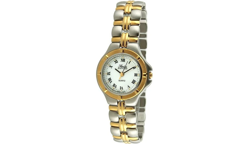 Swiss Edition Women's Two-Tone Gold Plated Bracelet Watch with Sport Bezel