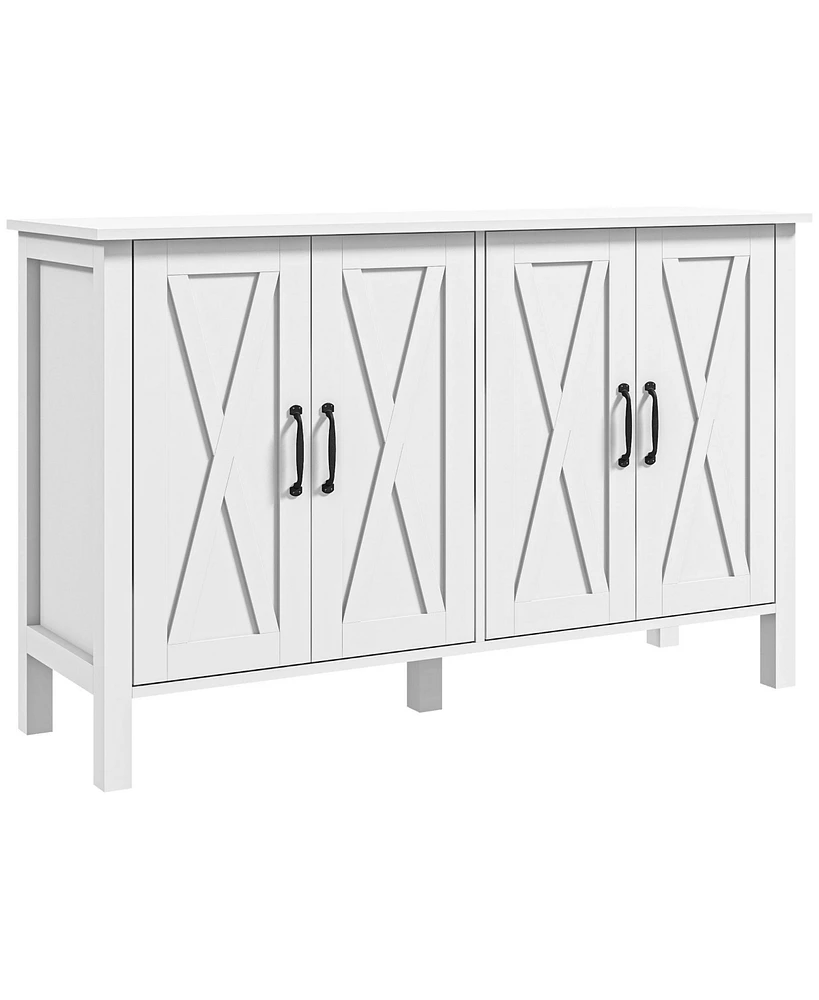 Simplie Fun Farmhouse White Buffet Cabinet with Barn Doors