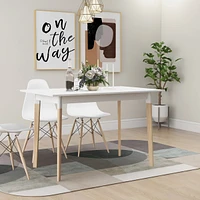 Modern Dining Table 47 Inch Kitchen Table Rectangular Top With Solid Wood Leg