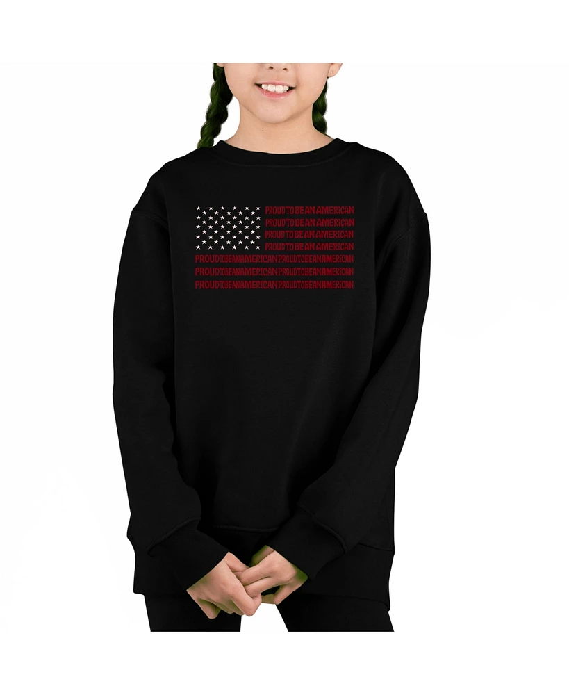 La Pop Art Girls Proud To Be An American Word Crewneck Sweatshirt