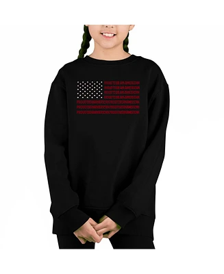 La Pop Art Girls Proud To Be An American Word Crewneck Sweatshirt