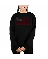 La Pop Art Girls Proud To Be An American Word Crewneck Sweatshirt