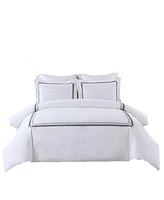 Egyptian Linens 100 Cotton Sadie Percale Embroidered Duvet Cover Set