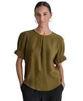 Dkny Women's Puff-Sleeve Pleated Blouse