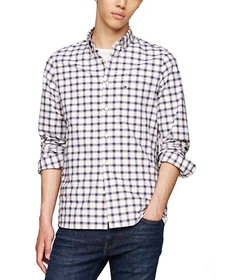 Tommy Hilfiger Men's Slim Fit Blur Check Long Sleeve Button-Down Oxford Shirt