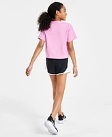 Nike Big Girls Sportswear Essential Swoosh T Shirt Tempo Dri Fit Running Shorts Big Kids Flex Runner 2 Slip On Running Sneakers From Finish Line