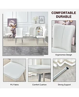 Streamdale Furniture 4-Piece White Pu Dining & Office Chair Set