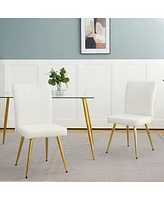 Streamdale Furniture Set of 4 Modern White Teddy Wool Dining Chairs