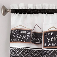 Kate Aurora Modern Farmhouse Complete 3 Piece Rod Pocket Tier and Valance Kitchen Curtain Set