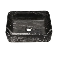 19" X 15" Black And Gray Marble Pattern Ceramic Rectangular Vessel Bathroom Sink
