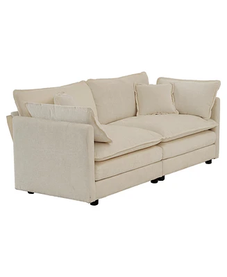 Simplie Fun Soft Beige Loveseat Sofa with Pillows