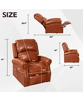 Streamdale Furniture Electric Lift Recliner with Massage & Heating (Caramel)