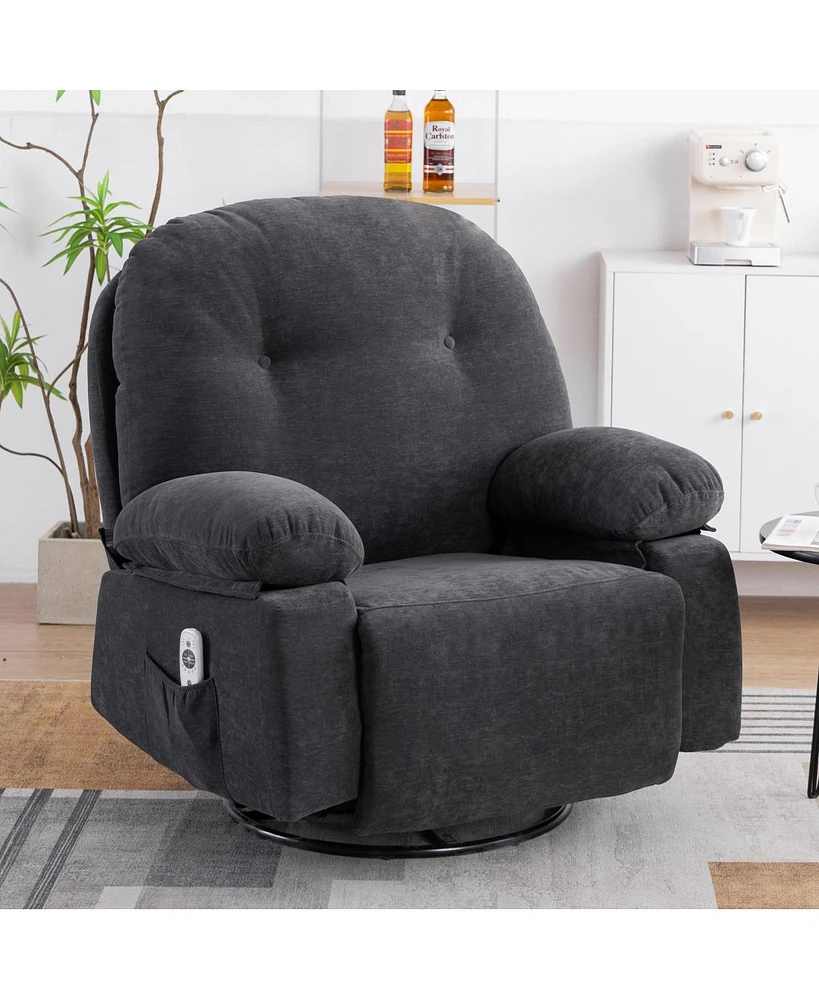 Simplie Fun Modern Chenille Recliner Chairs Swivel Massage Rocker Recliner With Heat