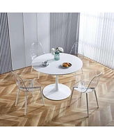 Dining Chair, Set Of 4, Metal Leg, Plastic Seat