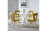 Chair set with iron legs, cushion, and backrest, for dining, living, cafe