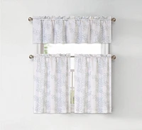 Kate Aurora Shabby Living Brielle Complete 3 Piece Embroidered Floral Cafe Kitchen Curtain Tier & Valance Set