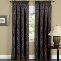 Kate Aurora Royal Living 2 Piece Rod Pocket Damask Design 95% Blackout Curtain Panels - 63 in. Long Brown