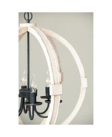 Adjustable Light Wood Chandelier - Bulb Not Included