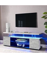 Streamdale Furniture Gray 70 Inch Tv Stand with Led Gaming Console