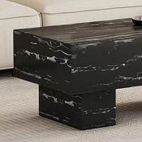 Modern Black Coffee Table with Patterns, 43.3"x21.6"x17.2"