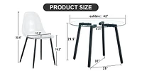 Glass Table & Chairs - Black Metal