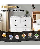 Sugift 4 Drawers Dresser Chest of Drawers Free Standing Sideboard Cabinet