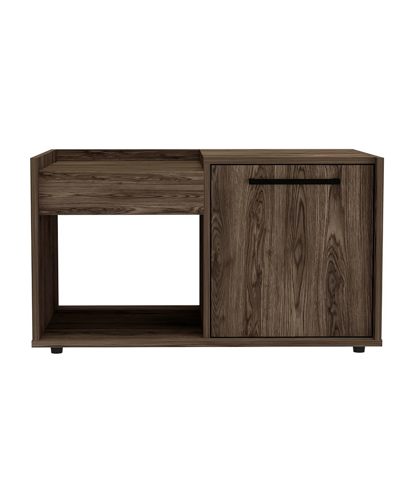 Simplie Fun Tualatin 2 Shelf Coffee Table Dark Walnut