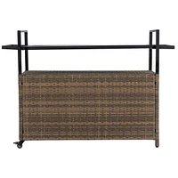 Outdoor Wicker Bar Cart with Glass Top