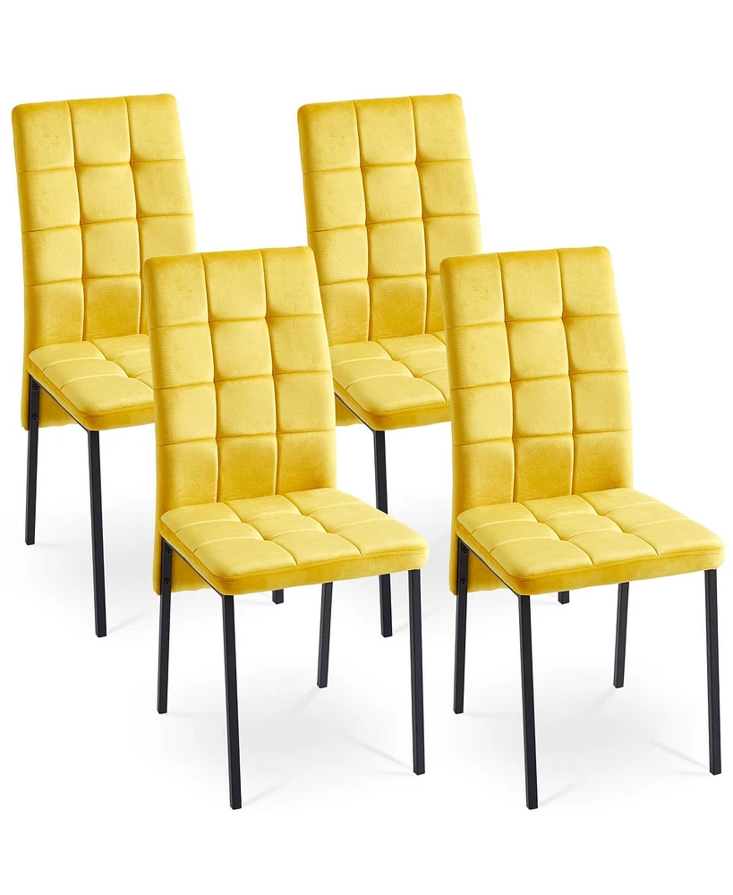 Simplie Fun Yellow Velvet High Back Dining Set