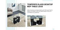 Modern coffee table with tempered glass top and black legs