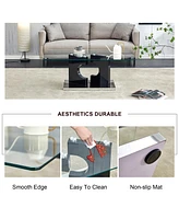 Streamdale Furniture Modern coffee table with tempered glass top and black legs