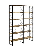 Homcom 5-tier Bookshelf Bookcase with Steel Frame, Rustic Brown